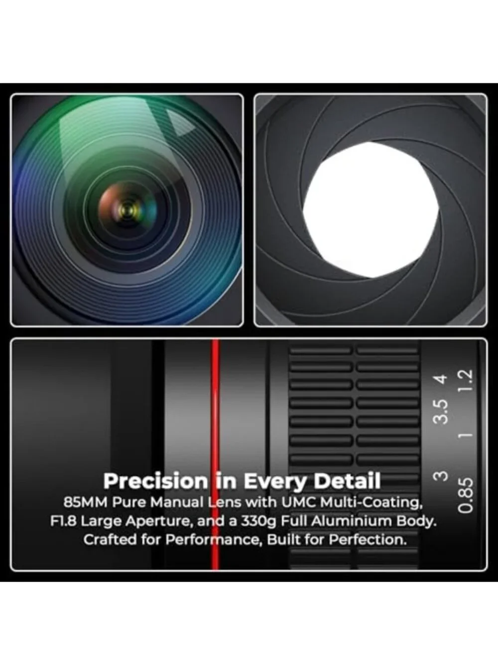 85mm f/1.8 Portrait Lens - Manual Focus for Canon DSLR Cameras, Perfect for
